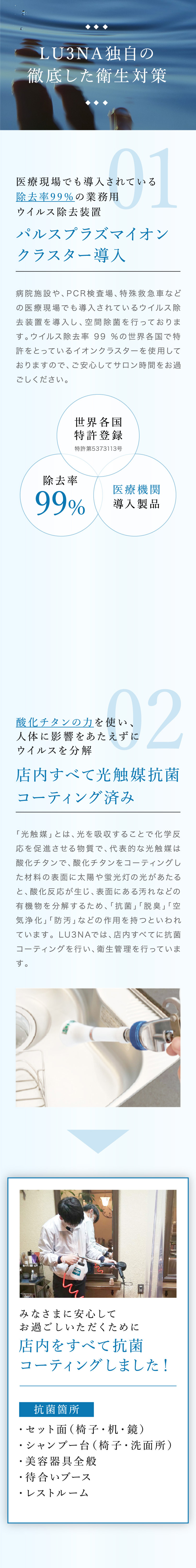 LU3NA独自の徹底した衛生対策